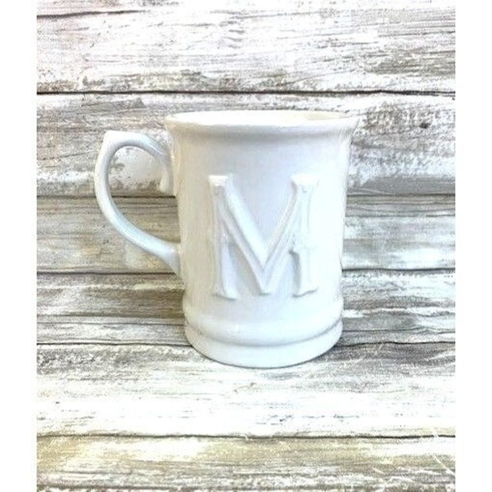 Signature Housewares White Monogrammed "M" Ceramic Mug Dishwasher & Microwave S